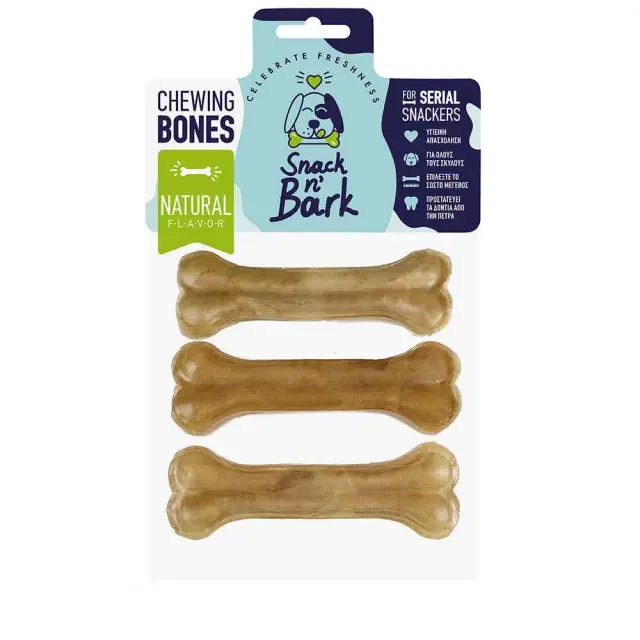 Snack n' Bark Συμπαγή Κόκκαλο Φυσικό 13cm 55gr (3τμχ) Μονόχρωμο