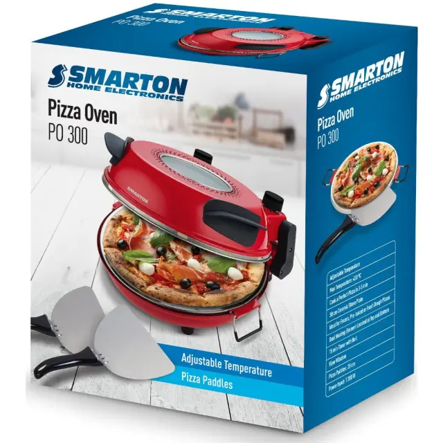 Ηλεκτρικό Φουρνάκι Πίτσας Smarton PO 300 1200W με Επιλογή Θερμοκρασίας και Χρόνου Ψησίματος και Ηχητική Ειδοποίηση Κόκκινο 2