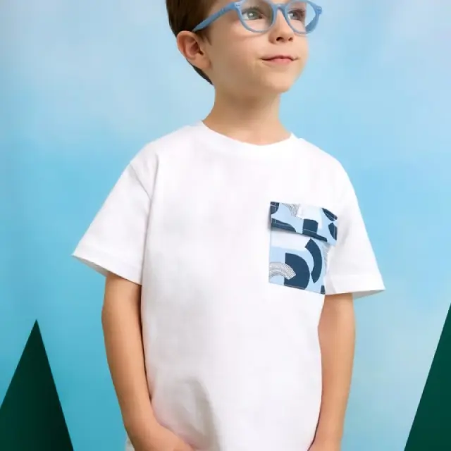 Mini 2 έως 10 ετών Μπλούζα τσέπη σταμπωτή λευκό