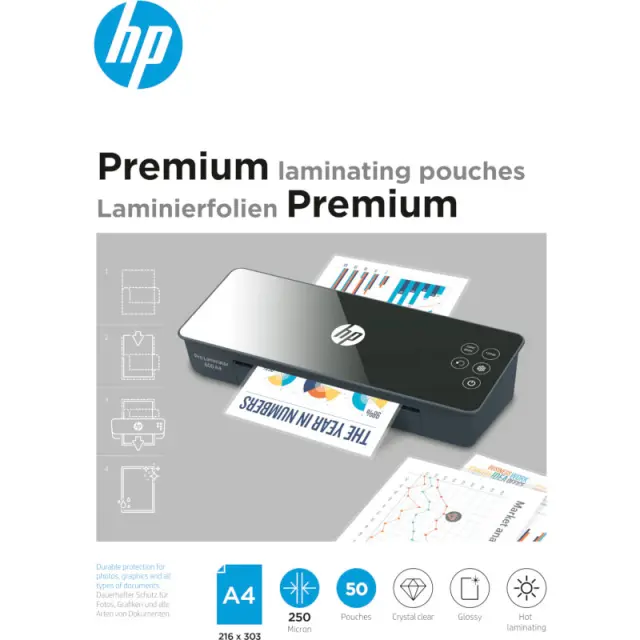 Φύλλα Πλαστικοποίησης Premium Για Α4 250 Microns 50Τμχ HP 9125