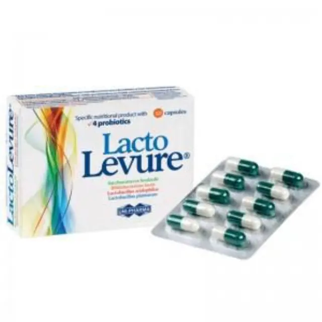 Lacto Levure τρόφιμο ειδικής διατροφής με 4 προβιοτικά για την αποκατάσταση της εντερικής & κολπικής χλωρίδας -specific nutritional product with 4 probiotics 10 capsules