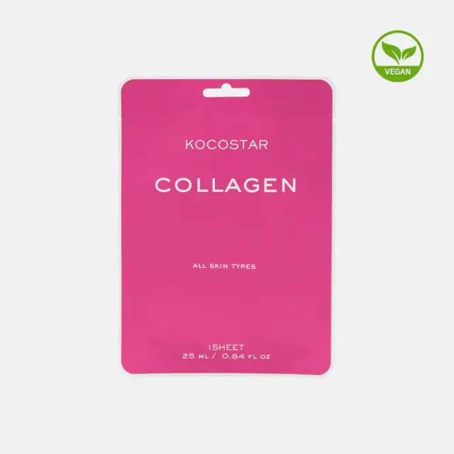 KOCOSTAR Collagen Sheet Mask Εμποτισμένη Μάσκα Προσώπου για Αναζωογόνηση 25ml