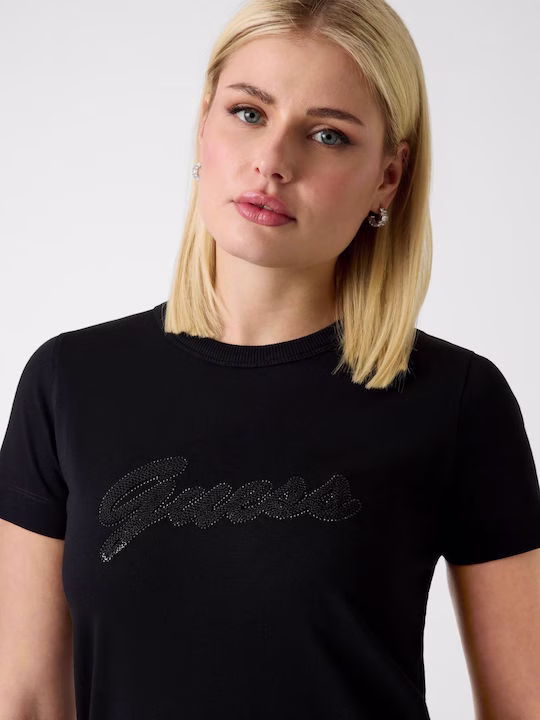 Guess Γυναικείο T-shirt Μαύρο Μαύρο - XS 2