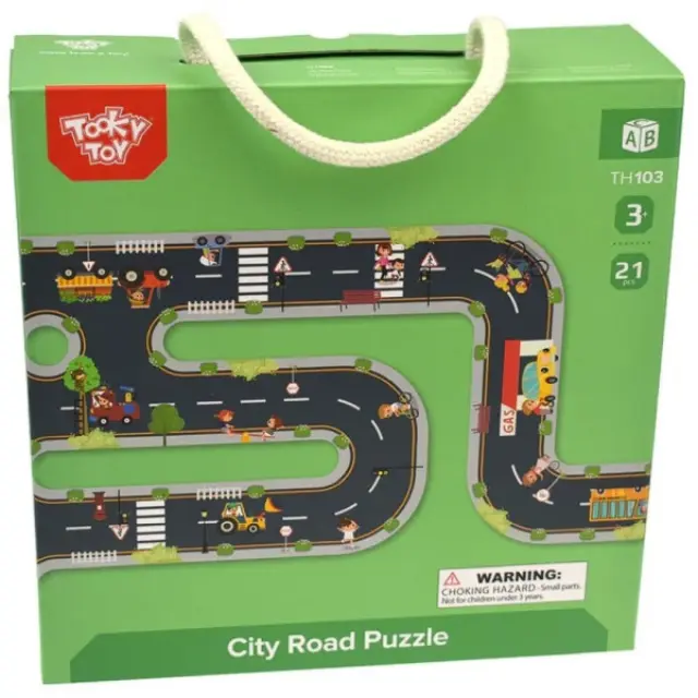 Tooky Toy Ξύλινο Puzzle - Αυτοκινητόδρομος TH103 2