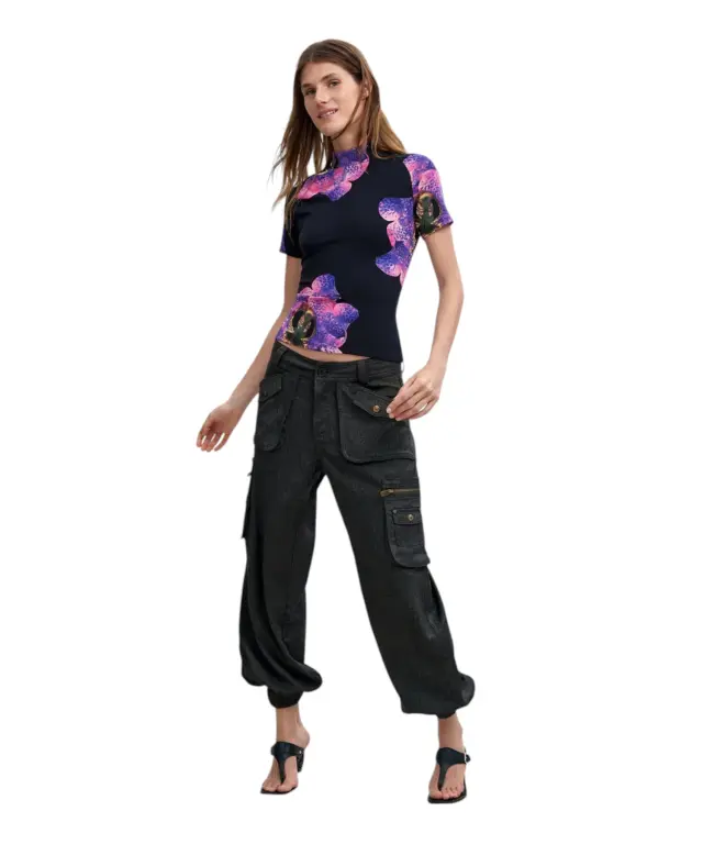 Desigual - Γυναικείο Πλεκτό Μπλουζάκι Orchidpurple M.C. Lacroix 26WWTK04-2000 Μαύρο/Μωβ 3