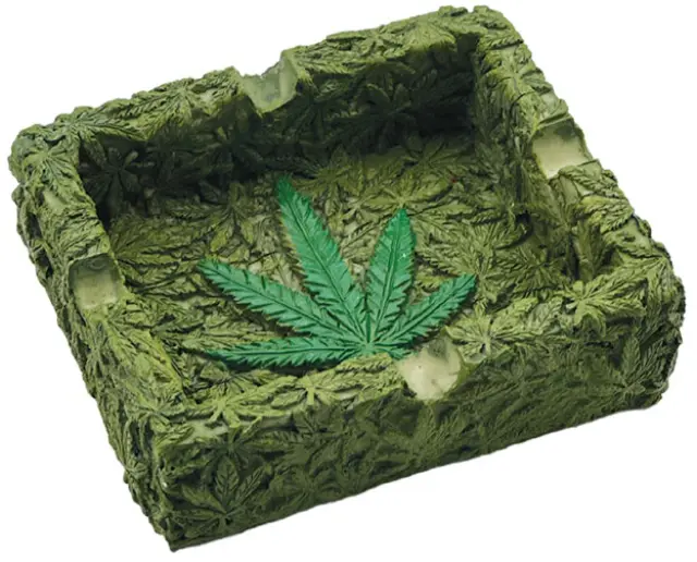 Τασάκι Ρητίνης Πράσινο Hemp Leaf Green - 10x8cm
