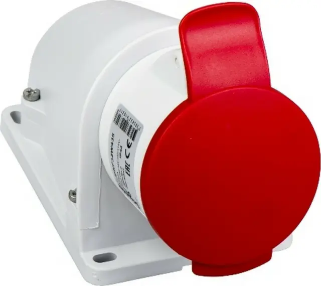 PratiKa socket - screw - angled - 32A - 3P + N + E - 380...415 V AC - wall