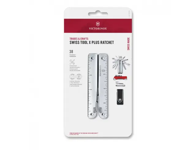 Ελβετικό Πολυεργαλείο Victorinox Swiss Tool X Plus Ratchet με θήκη, 38 λειτουργίες και μήκος 11.5cm - Silver 3.0339.N 3