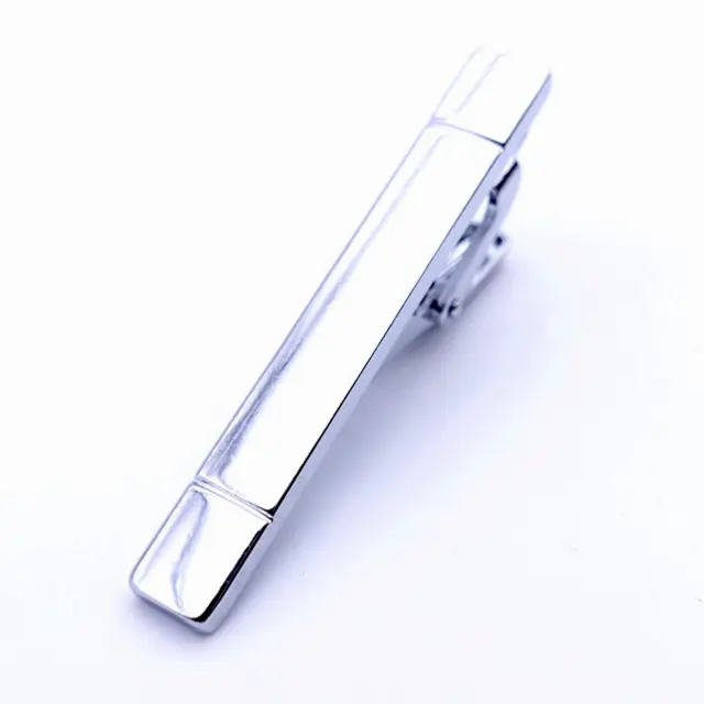 Σχεδιαστικό Ασημί Κλιπ Γραβάτας 4,5 cm – LGTC-59 2