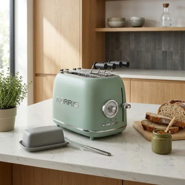 Morris R20828TSG Retro Φρυγανιέρα 2 Θέσεων 900W Light Green 3