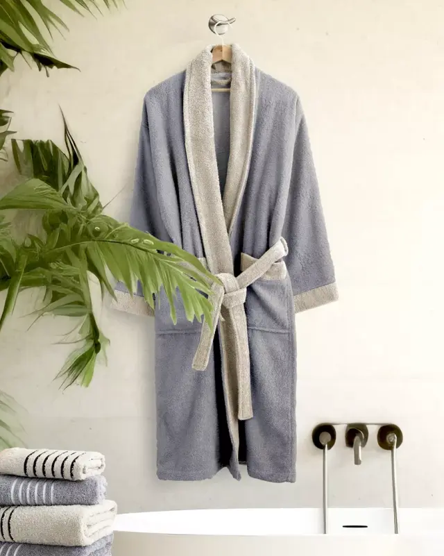 Μπουρνούζι Ease - Gray / Sand Beige Γκρι, Μπεζ Large