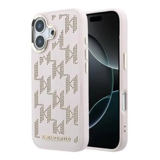 Karl Lagerfeld PU Perforated Monogram MagSafe Case for iPhone 17 Pink