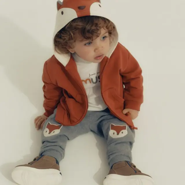 Baby 6 μηνών έως 4 ετών Φόρμα με φούτερ ζωάκι κεραμιδί