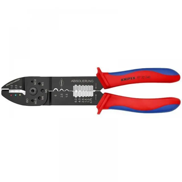 Knipex 9732240 - Πρέσα Ακροδεκτών Διατομής 0.5-6mm² με Απογυμνωτή (Μήκος 240mm)