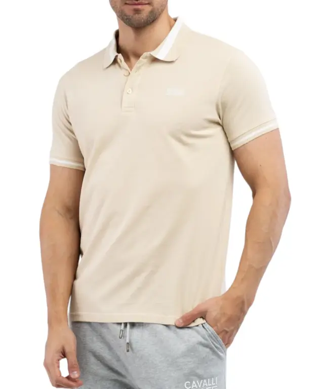 Cavalli Class - Ανδρική Μπλούζα Κοντομάνικη Polo Πικέ TXT64RKB002-03528 Μπέζ 3