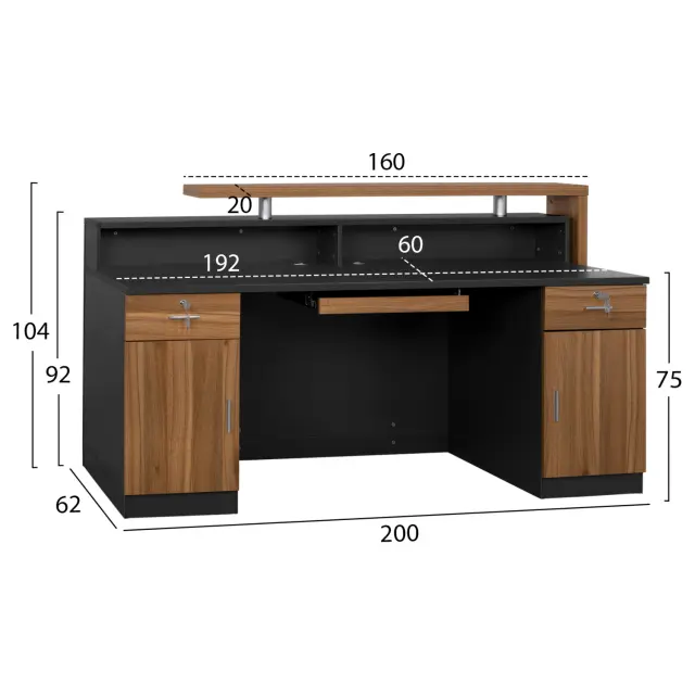 Επαγγελματικό γραφείο υποδοχής Supreme 200x62x104 2