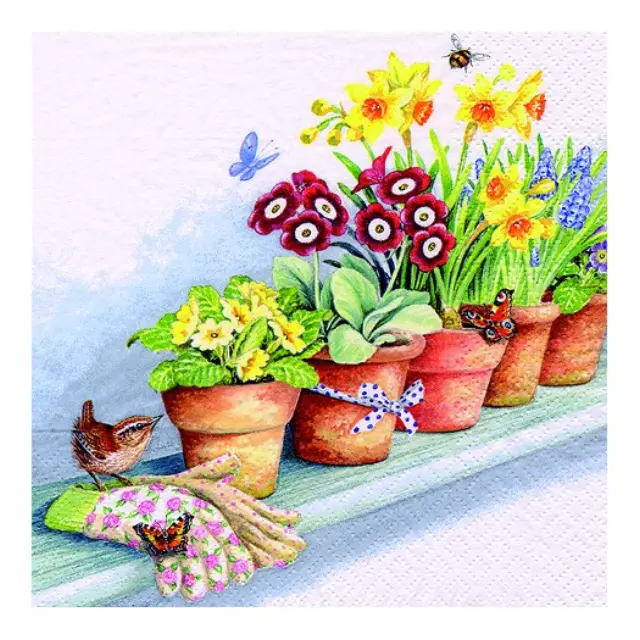 Χαρτοπετσέτα για Decoupage, Windowsill with Flower Pots, 1τεμ.