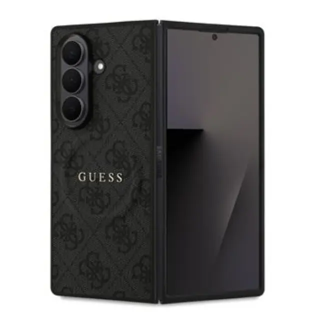 Guess PU Leather 4G Colored Ring Magnetic Case for Samsung Galaxy Z Fold 7 Black