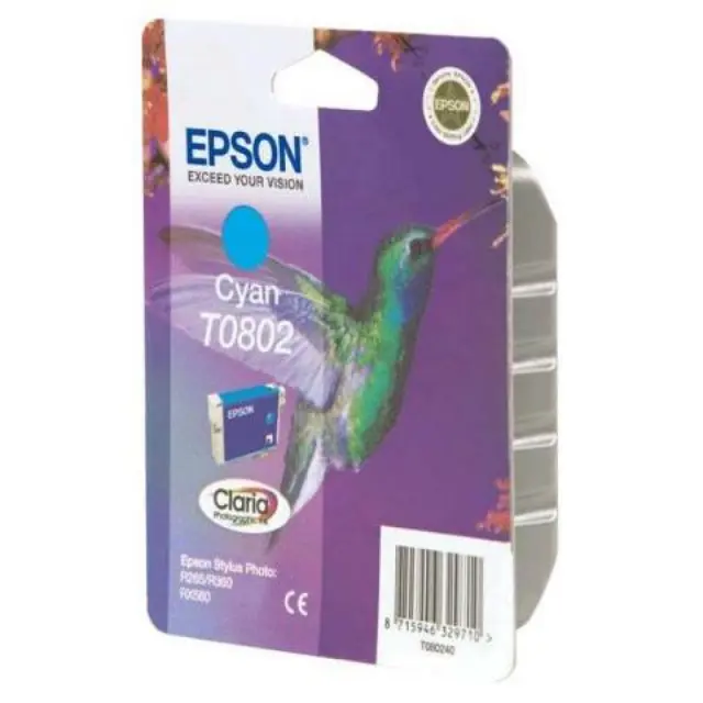 Epson T0802 Γνήσιο Μελάνι Εκτυπωτή InkJet Κυανό (C13T08024010 C13T08024020 C13T08024011)