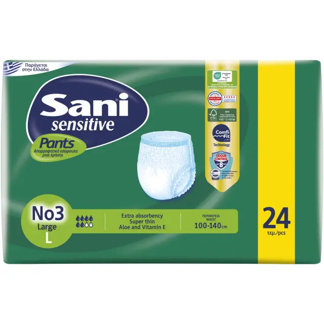 Sani Sensitive Πάνες Βρακάκι Ακράτειας Large 24τμχ