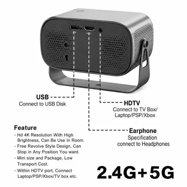 Andowl Έξυπνος Προβολέας 4K WiFi 2.4G+5G Android YG500 - Smart Projector 0751208 3