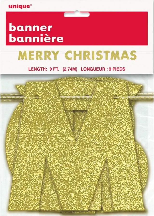 Γιρλάντα Χρυσή Γράμματα Glitter Merry Christmas / 2,74μ.