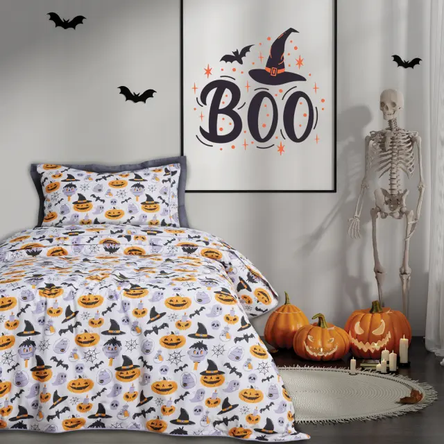 Σετ Παπλωματοθήκη 160x240 Μονή Kid Das Home 4967 Orange-Grey 70% Βαμβάκι-30% Πολυέστερ