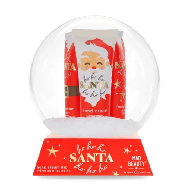 Mad Beauty HoHo Holiday Snow Globe Hand Cream Trio