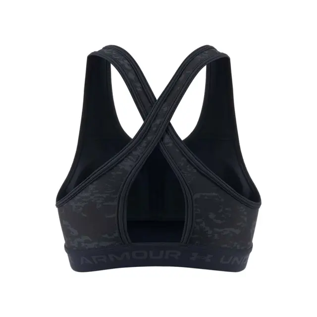 Under Armour Women's Crossback Mid Print Bra Μαύρο - Γκρι 1361042-013 (Under Armour) - XSmall 2