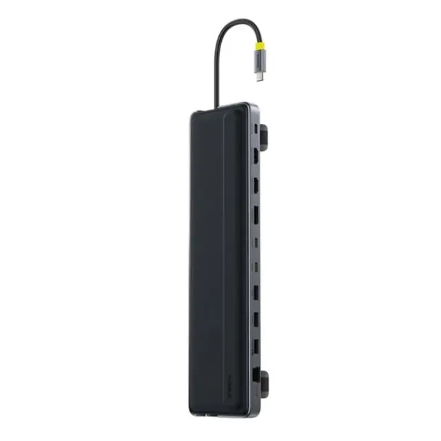 Baseus Docking Station EliteJoy EH3 12in1 USB-C 2x HDMI 4K@60Hz DisplayPort 4K@60Hz 2x USB-C 10Gb/s 2xUSB-A 5Gb/s USB-A 480Mb/s SD/microSD 3.0 RJ45 1Gigabit USB-C PD Gray