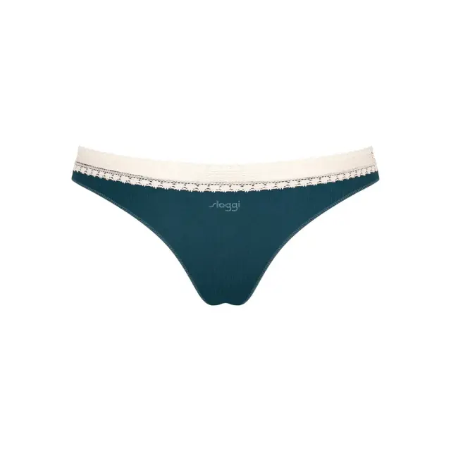 Sloggi Γυναικείο Brazil Go Ribbed - Διπλό Πακέτο, Χρώμα Γκρι-Πετρόλ 2