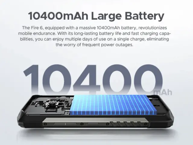 DOOGEE smartphone Fire 6, 6.56", 6/256GB, 10400mAh, IP68/IP69K, μαύρο 3