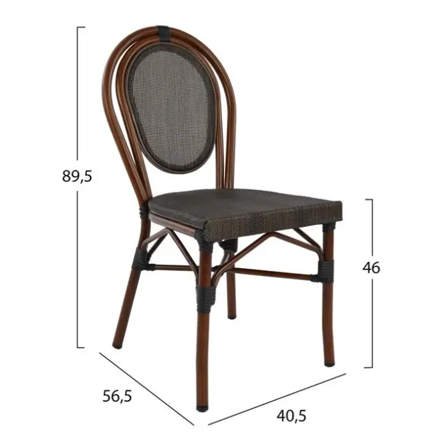 ΚΑΡΕΚΛΑ ΑΛΟΥΜΙΝΙΟΥ BAMBOO ΚΑΦΕ ΜΕ TEXTLINE 40,5x56,5x89,5 εκ. FB95026 2