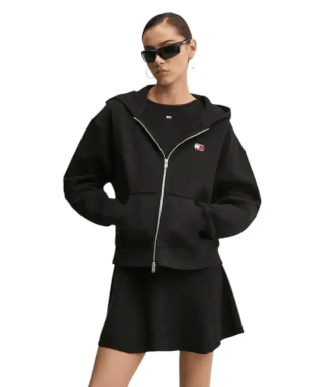 Tommy Hilfiger- Γυναικεία Ζακέτα με Κουκούλα Boxy Badge DW0DW19412-BDS Μαύρο - XL