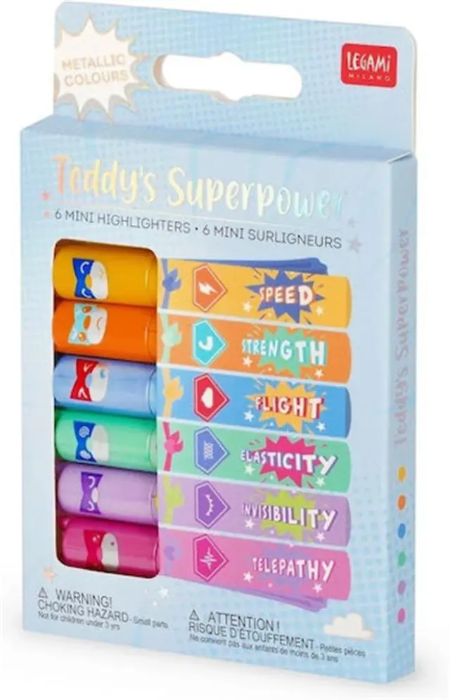 Legami Σετ 6 μίνι Μαρκαδόροι Υπογράμμισης Teddy's Superpower/ MH0005 (Legami)