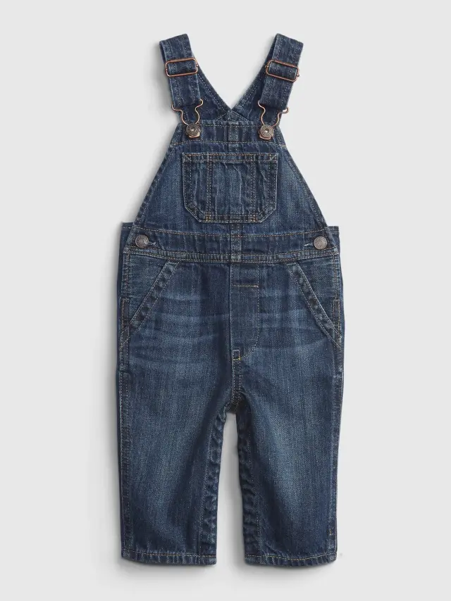 Μπλε Βρεφική 100% Οργανικό Βαμβάκι Denim Σαλοπέτα dark wash - 0-3M