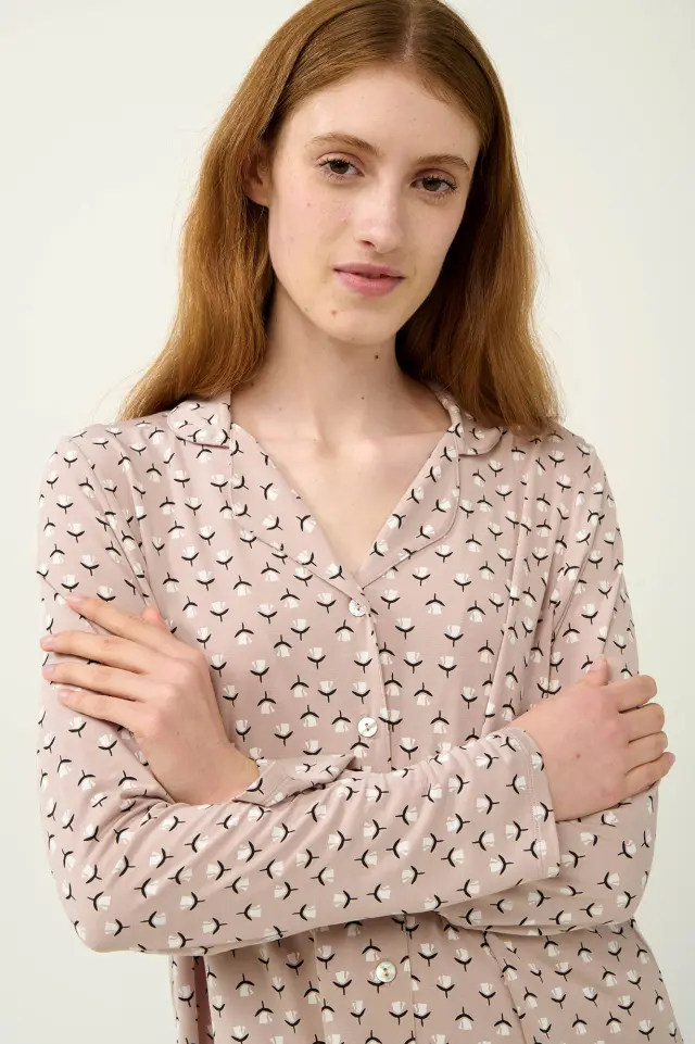 Γυναικεία Κουμπωτή Πυτζάμα Micromodal Vamp 23072 BEIGE PEACH 3