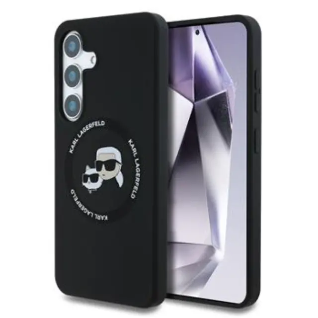 Karl Lagerfeld Liquid Silicone K&CH Heads MagSafe Case for Samsung Galaxy S25 Black