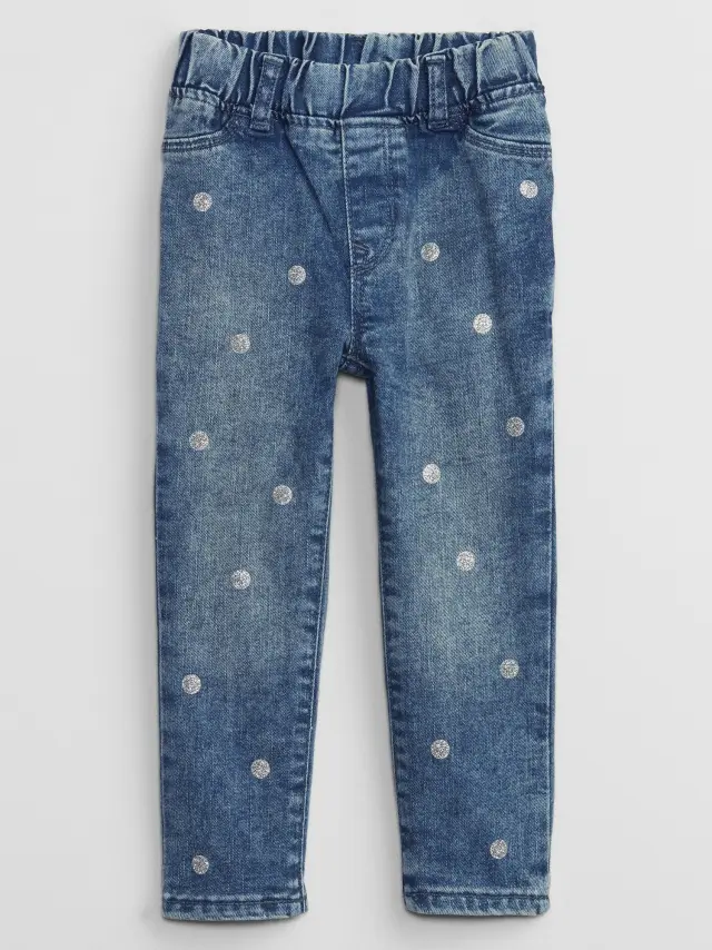 Μπεζ babyGap Print Pull-On Ankle Jegging Παντελόνι με Washwell glitter dot print