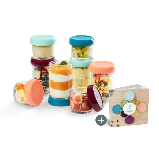 Babymoov - Glass Babybols Multiset - 4x120ml + 4x240ml + Recipe Book - Baby and Children