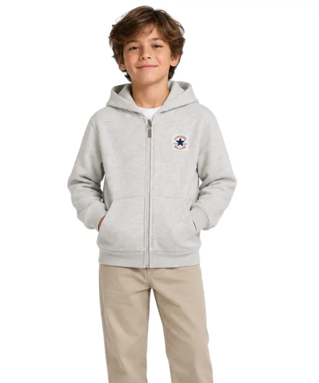 Converse - Παιδική Ζακέτα Φούτερ Chuck Taylor Patch Oversized Fit 9CJ814-X58 Γκρι