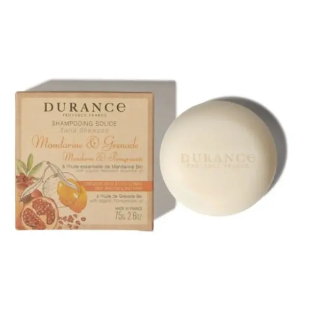 DURANCE Essentiels Solid Shampoo Στερεό σαμπουάν με Μανταρίνι + Ρόδι για ξηρά, εύθραυστα ή ταλαιπωρημένα μαλλιά 75gr