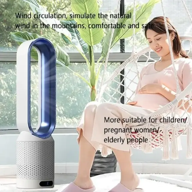 Επιδαπέδιος ανεμιστήρας 40W Bladeless 50εκ. με Τηλεχειριστήριο Χρυσός 3