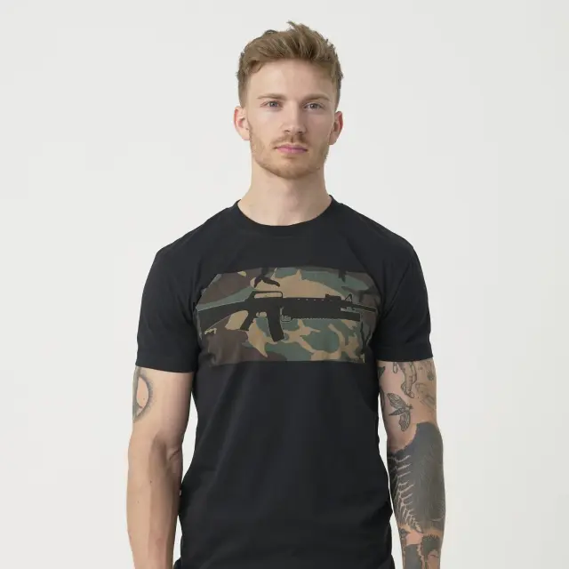 Helikon-Tex T-Shirt (16/203-Combo)-Μπλούζα Κοντομάνικη για Καθημερινή Χρήση Μαύρη/Woodland - 51-Woodland Camo