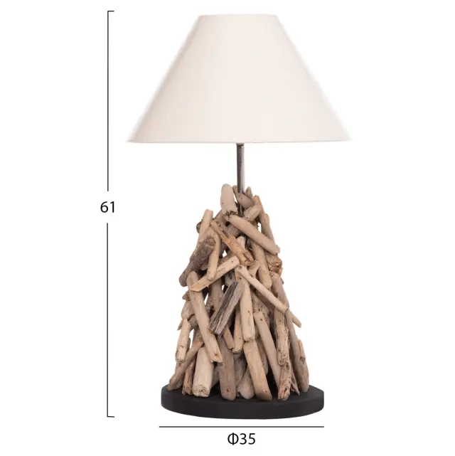 Επιτραπέζιο φωτιστικό Twiggy Driftwood & λευκό καπέλο Φ35x61 εκ. 2