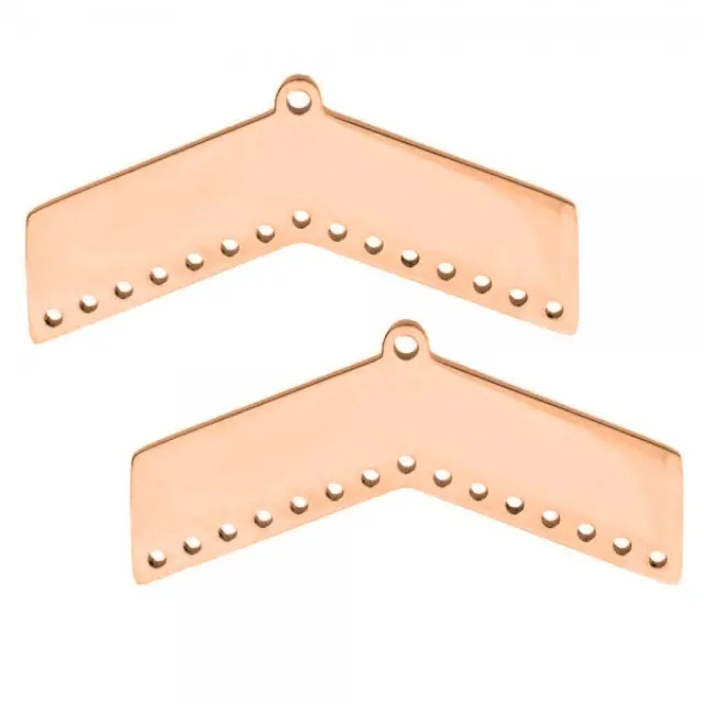 Κρεμαστό Chandelier Chevron 14x30mm - Ανοξείδωτο Ατσάλι - Rose Gold - 2τεμ