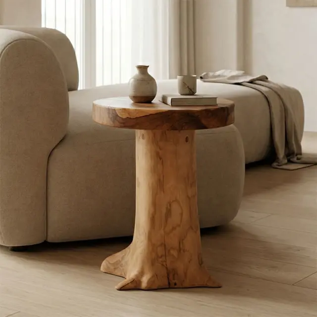 Σκαμπό Feranto pakoworld teak ξύλο σε φυσική απόχρωση Φ35x45εκ
