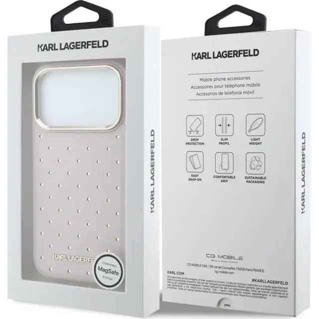 Karl Lagerfeld® Pu Perforated Gold Dots Magsafe Θήκη για Iphone 17 Pro/18 Pro- Pink 2