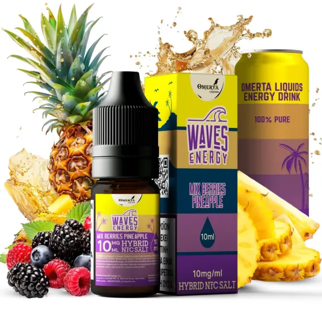 Mix Berries Pineapple 10ml Hybrid Nic Salt - Waves Energy by Omerta 10mg