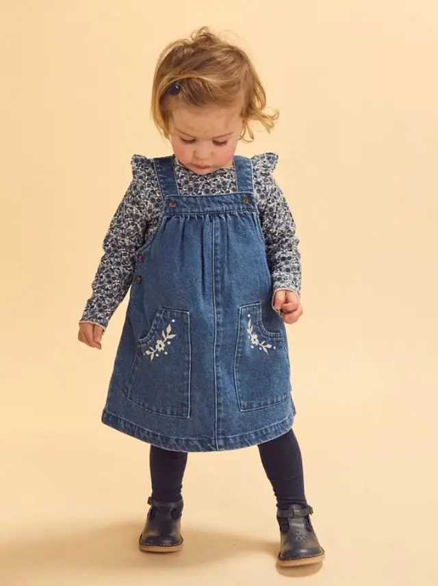 Βρεφικό Σετ για Κορίτσια Floral Denim ΜΠΛΕ 3